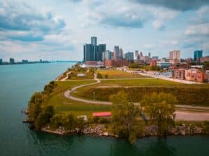 Blick auf Detroit.