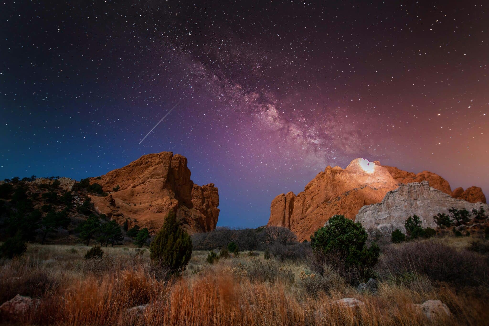 Garden of the Gods State Park mit wunderschönem Sternenhimmel