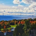 Mackinac Island von oben zum Indian Summer