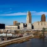 Blick auf die Hope Memorial Bridge in Cleveland